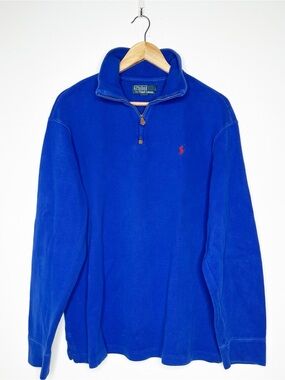 Polo Ralph Lauren Mens Blue Quarter Zip Pullover Sweater Size XL